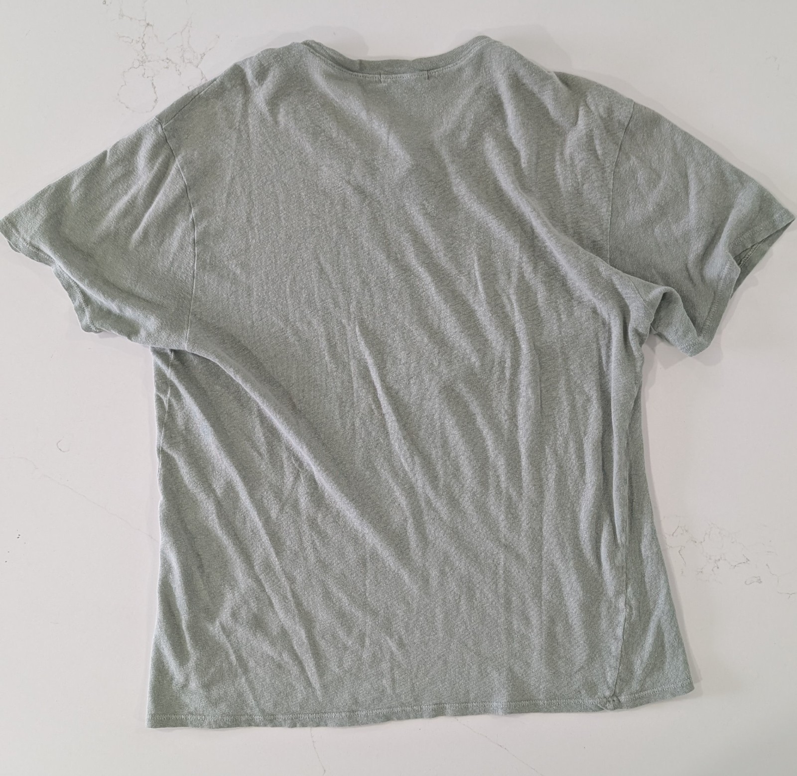 American Trench Sage Green Cotton Linen Tee Shirt Mens Small S Made in USA gallery