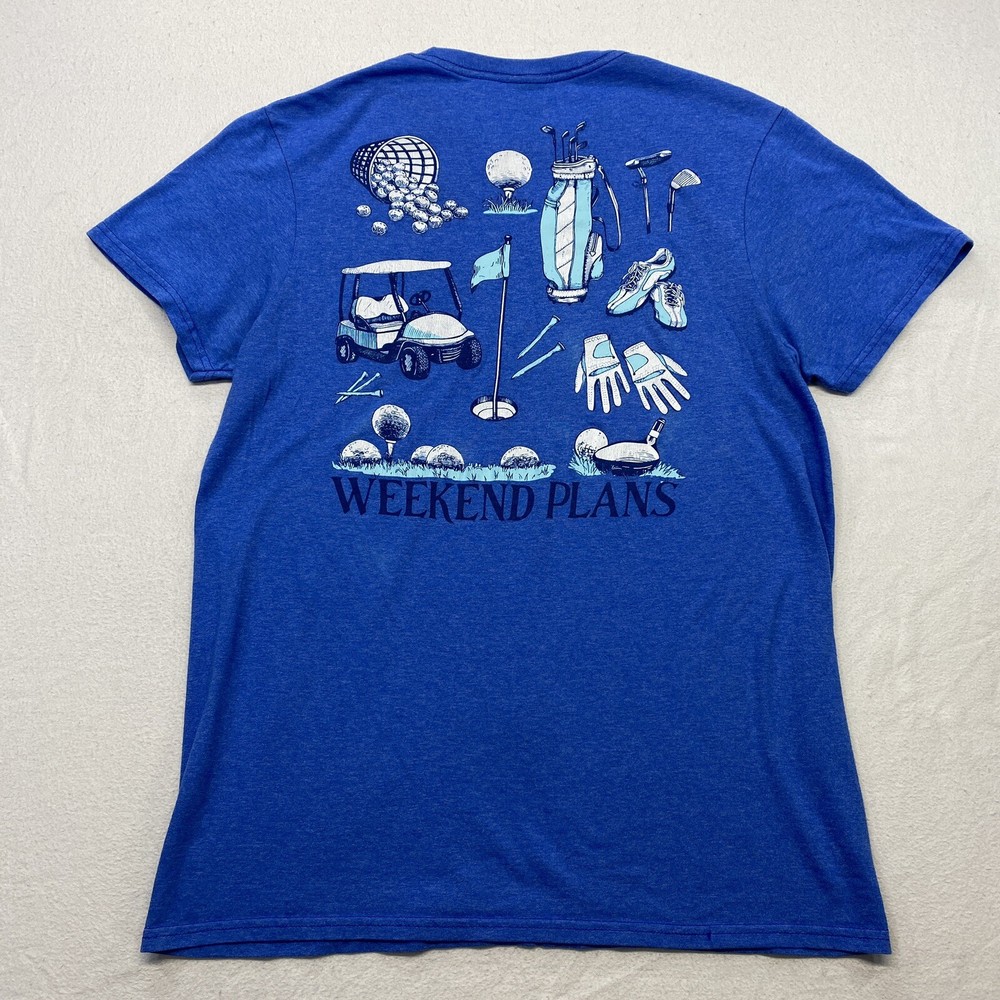 Weekend Plans Golf T Shirt Adult Medium Blue Short Sleeve Golfing Tee