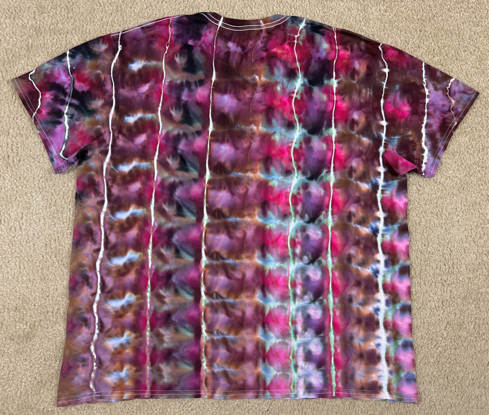 Handmade Ice Tie Dye T-Shirt 2XL Mens Womens Soft Cotton Blue Maroon Rolled gallery