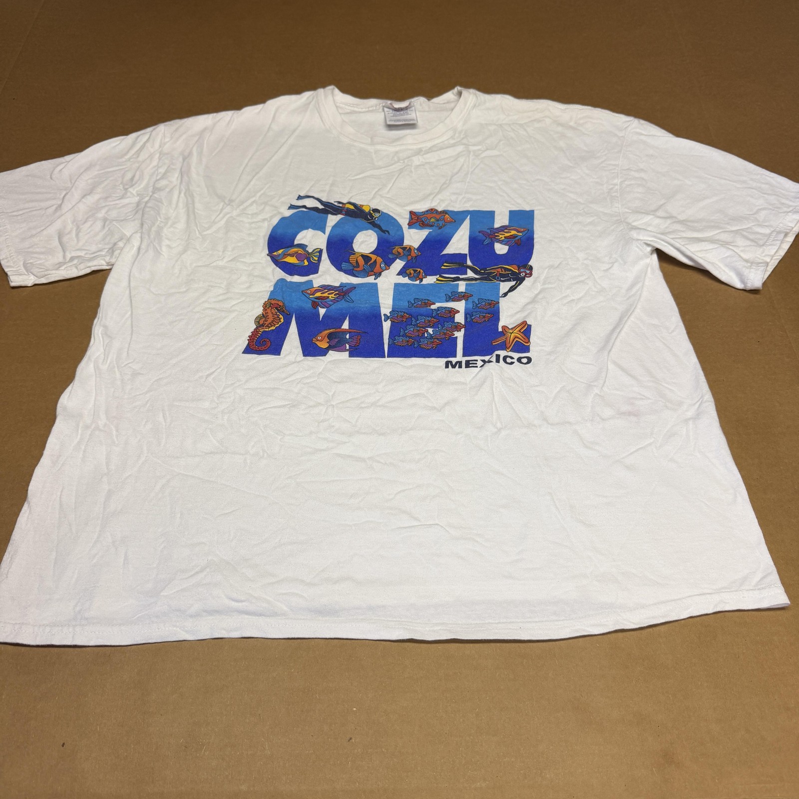 Cozumel Mexico Shirt Mens 3XL White Optima Scuba Diving Fish Graphic Tee