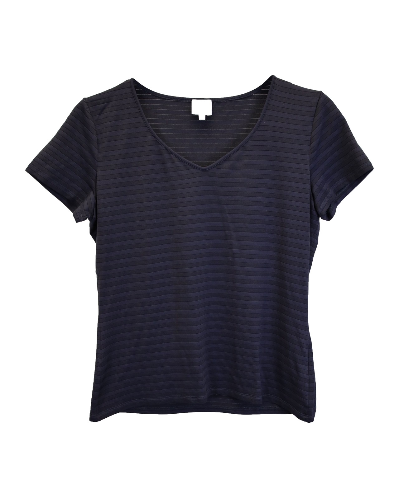 Armani Collezioni Striped V-Neck T-Shirt In Polyamide Women Black Size 10 gallery