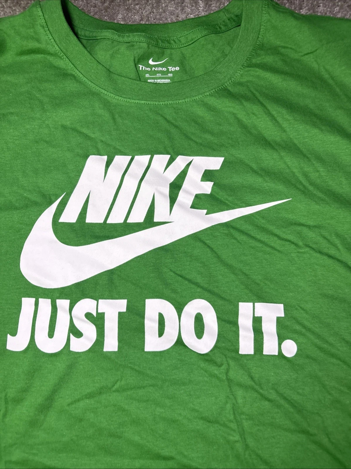 NIKE GREEN MEN'S "JUST DO IT" 100% COTTON S/S T-SHIRT SZ: 4XL 4X NWT DR0512-374 gallery