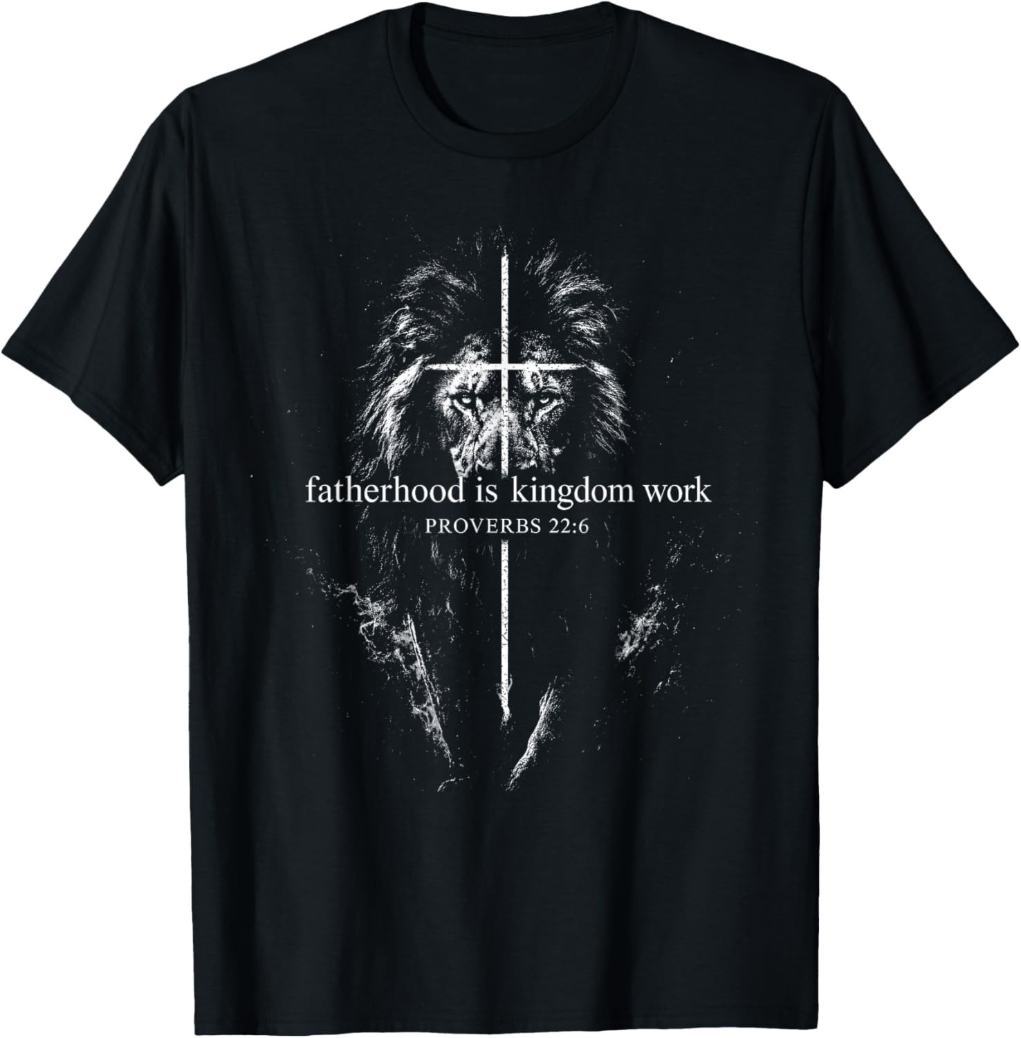 Vintage Christian Dad Tee Fatherhood Kingdom Work Lion Cross Graphic Shirt gallery