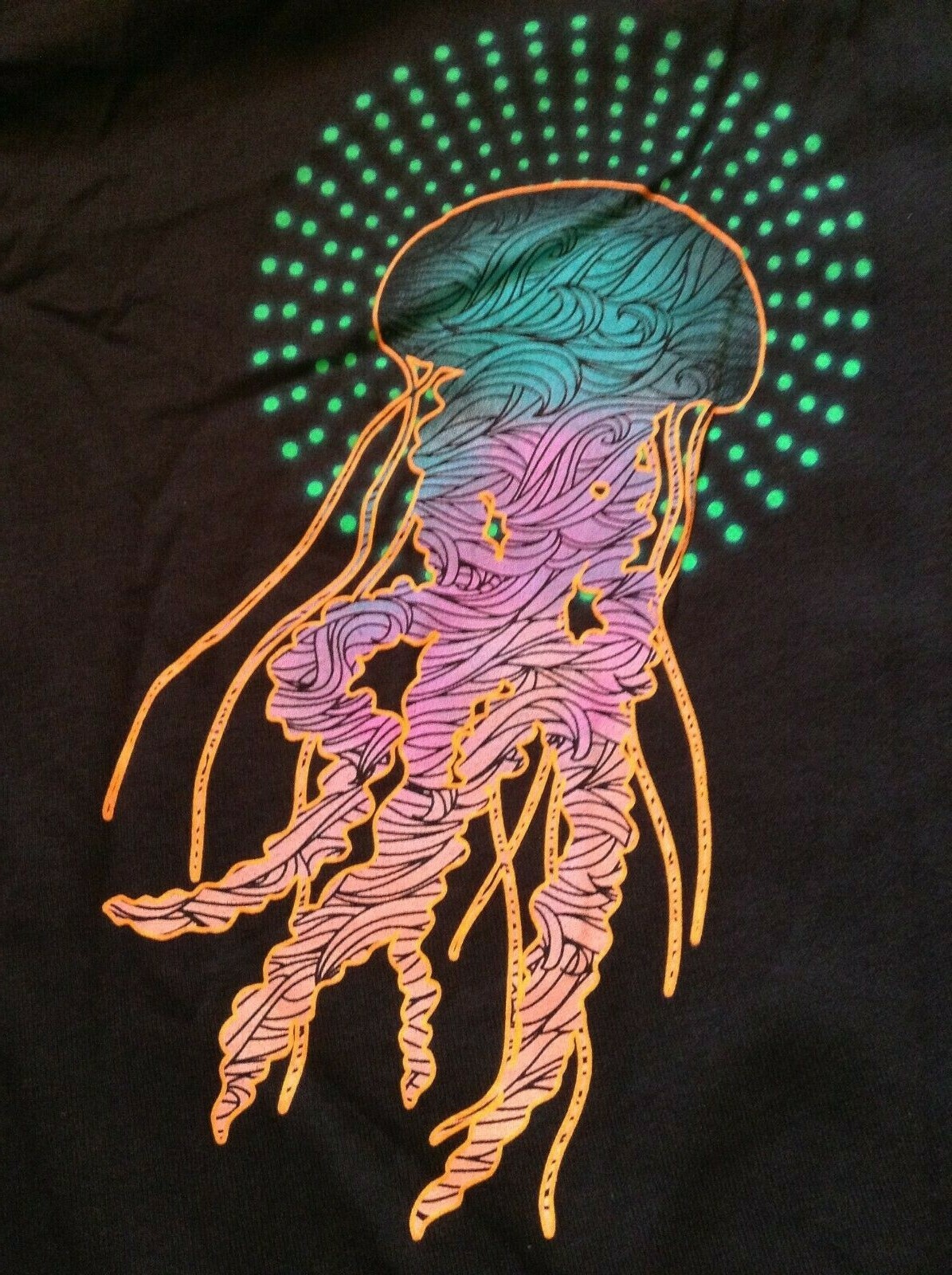 SeaWorld Electric Ocean Tee Shirt Men's Black, Neon Jellyfish Glow in the Dark gallery