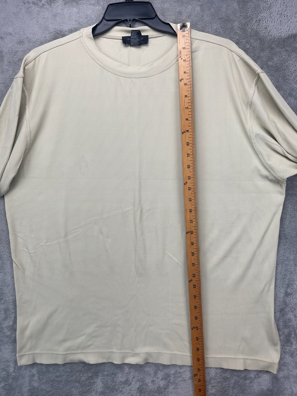 Toscano Mens Ribbed T-Shirt Large Beige Short Sleeve Pullover Crew Made in Italy gallery