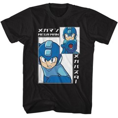 Mega Man – Big And Small Rectangle – American Classics – Solid Black Adult Short