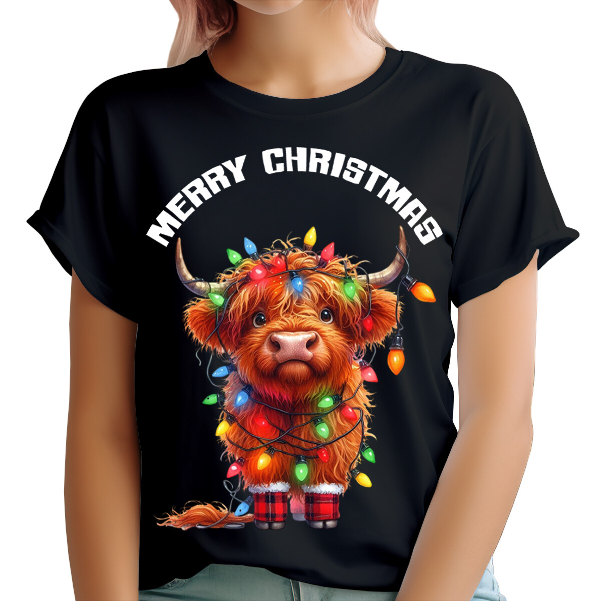 Christmas Cow T-Shirt - Women's Festive Graphic Tee - Cute Holiday Apparel gallery
