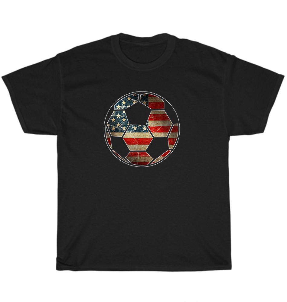 Soccer Ball American US Flag Patriotic Soccer Fan Player 4th July T-Shirt Gift