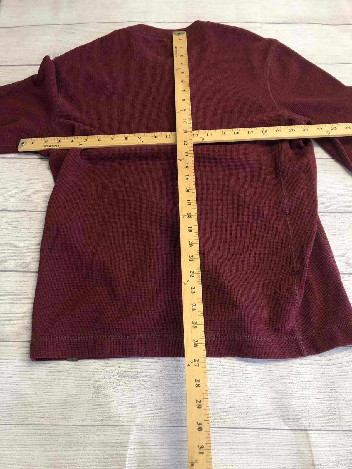 Eddie Bauer Henley Shirt Mens Medium Red Thermal Waffle Long Sleeve Tagless Tee gallery
