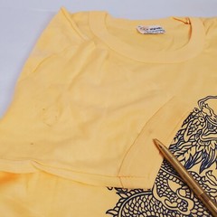 Vintage “CHINA” Single Stitch Ringer T Shirt ☆ Graphic Dragon Thin Golden Wheel