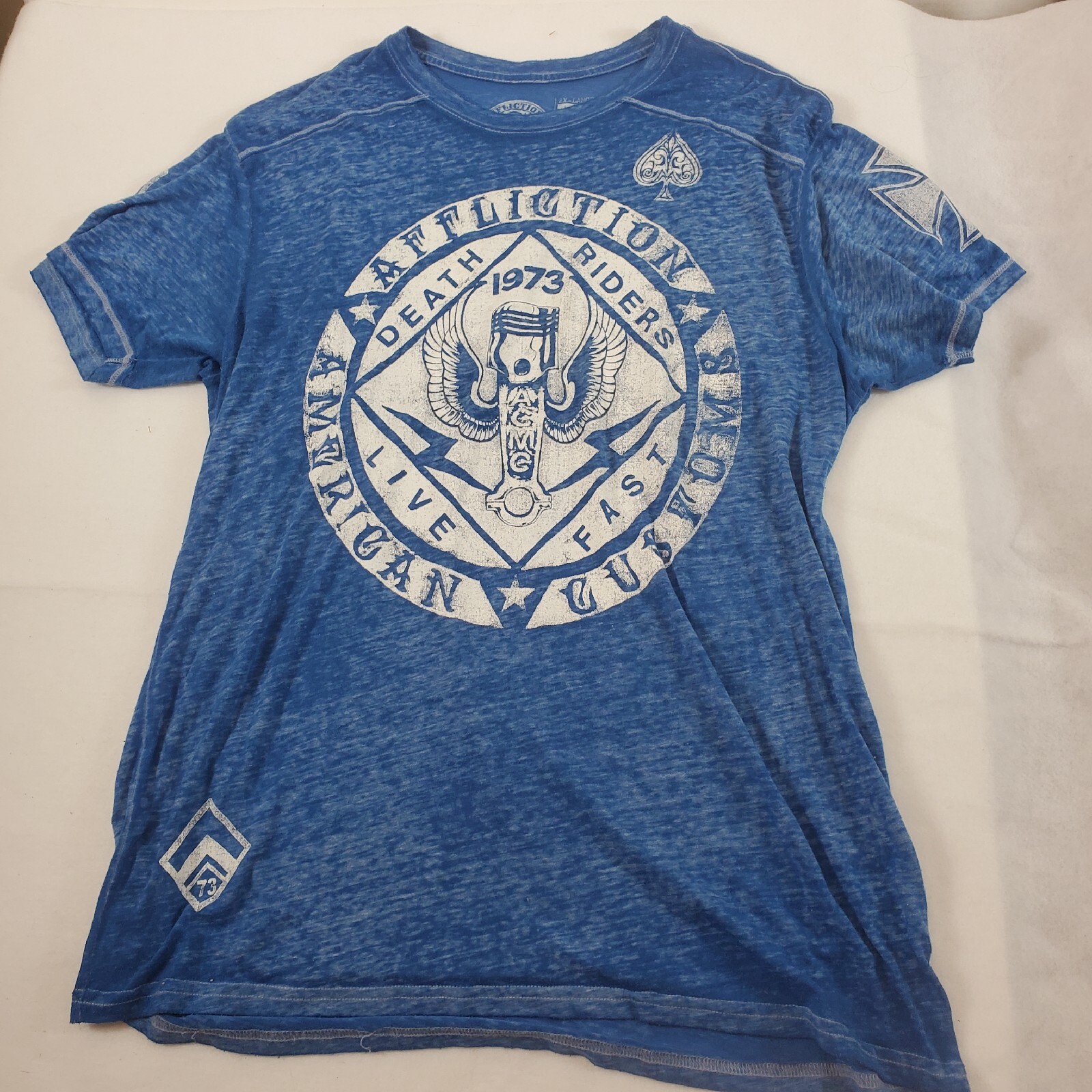 afflication men’s shirt death riders blue burnout 2xl