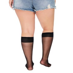 Plus Size Sheer Knee High Socks for Women Nylon Super Wide Trouser Stockings …