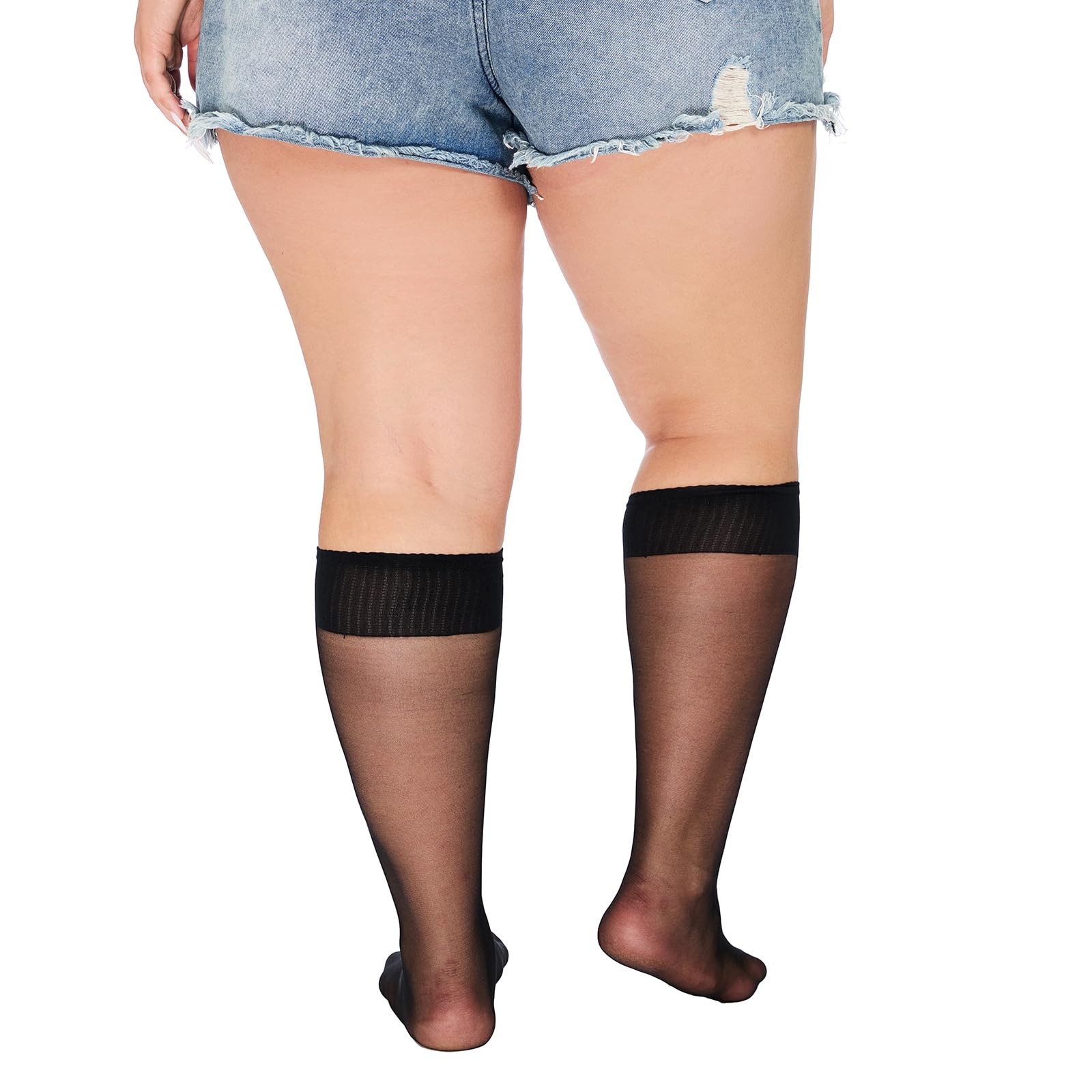 Plus Size Sheer Knee High Socks for Women Nylon Super Wide Trouser Stockings ... gallery