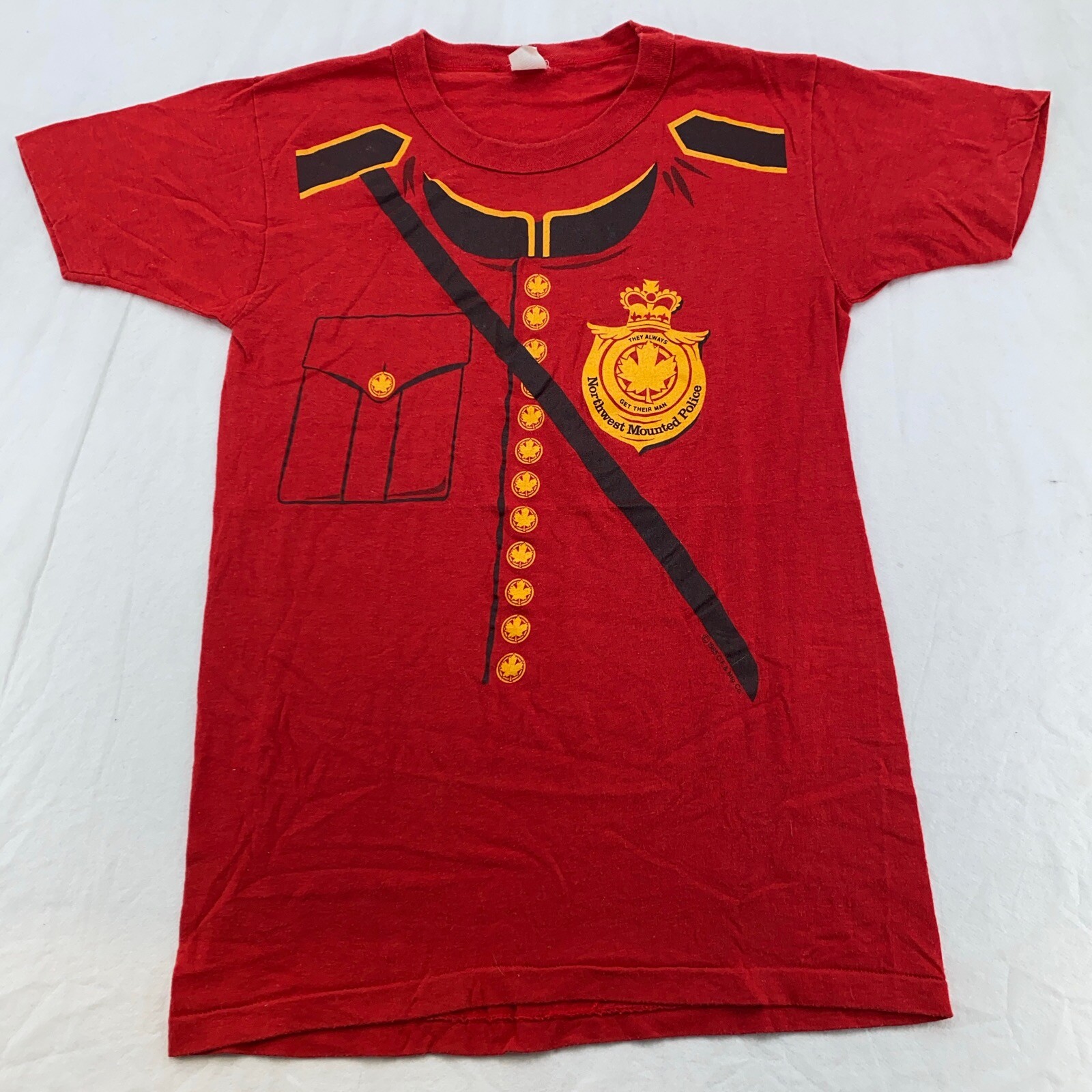 vintage 90s NORTHWEST MOUNTED POLICE T-Shirt 2XS uniform mountie tuxedo funny gallery