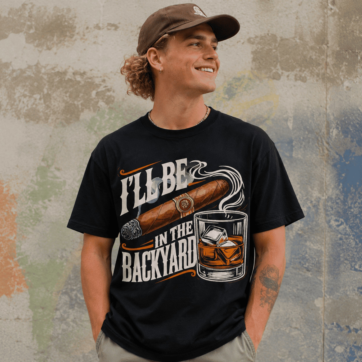 I’ll Be In The Backyard T-Shirt | Cigar and Whiskey Graphic Tee gallery