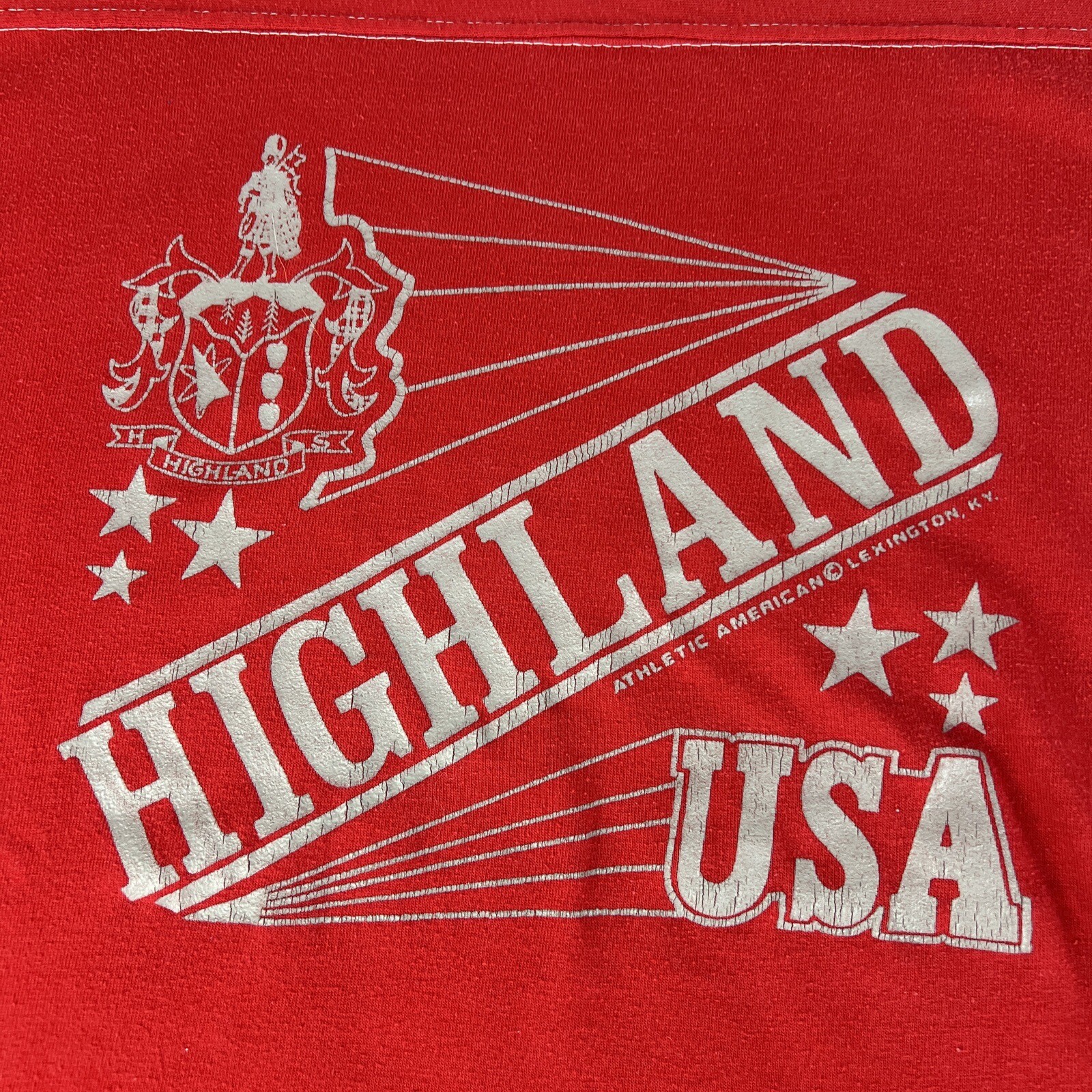 Vintage 70s Highland High School T-Shirt Men’s Size Small Red WA, USA gallery
