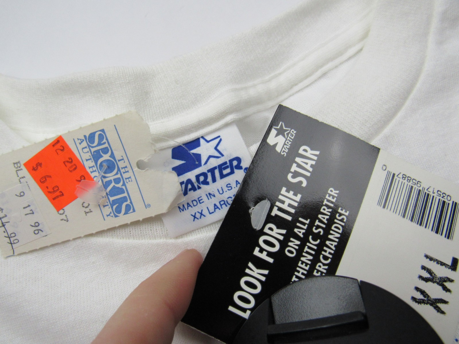 Vtg NOS NWT 90s Starter USA Made T Shirt Single Stitch XXL All Over Print Logo gallery