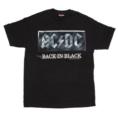 AC/DC T Shirt size Large Back in Black Album Tee Vintage 2001 Y2K Print