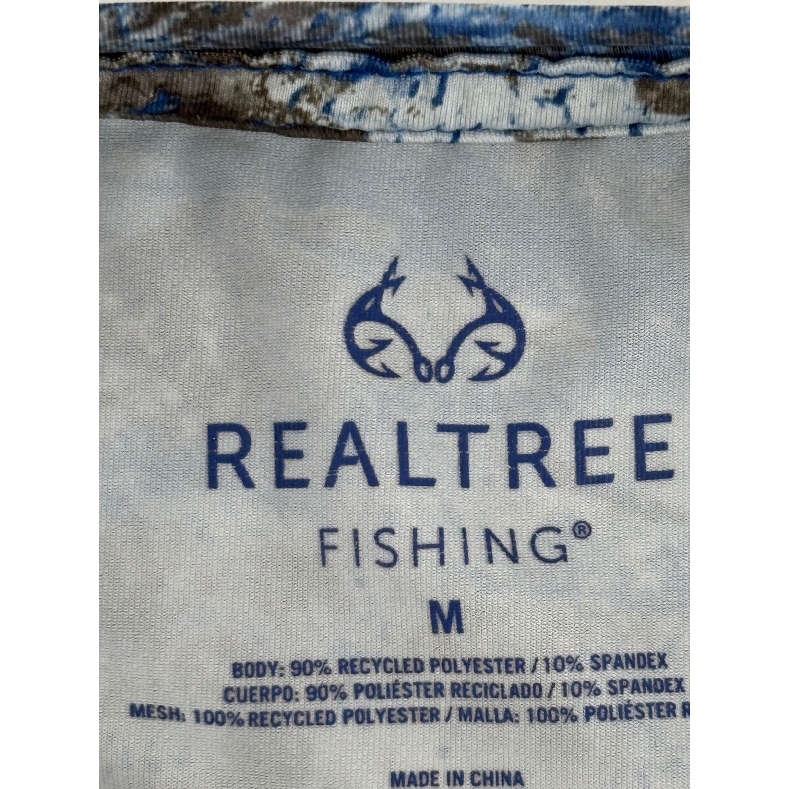 Realtree Fishing Mens Blue Abstract Camo Performance Mesh Side Shirt Sz M gallery