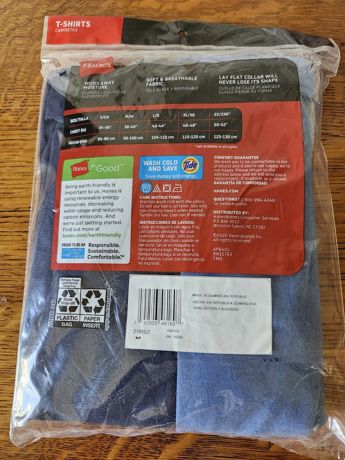 NEW Hanes Men's Tagless T-shirts Wicking Soft Breathable 2 Pack Size M(38-40") gallery