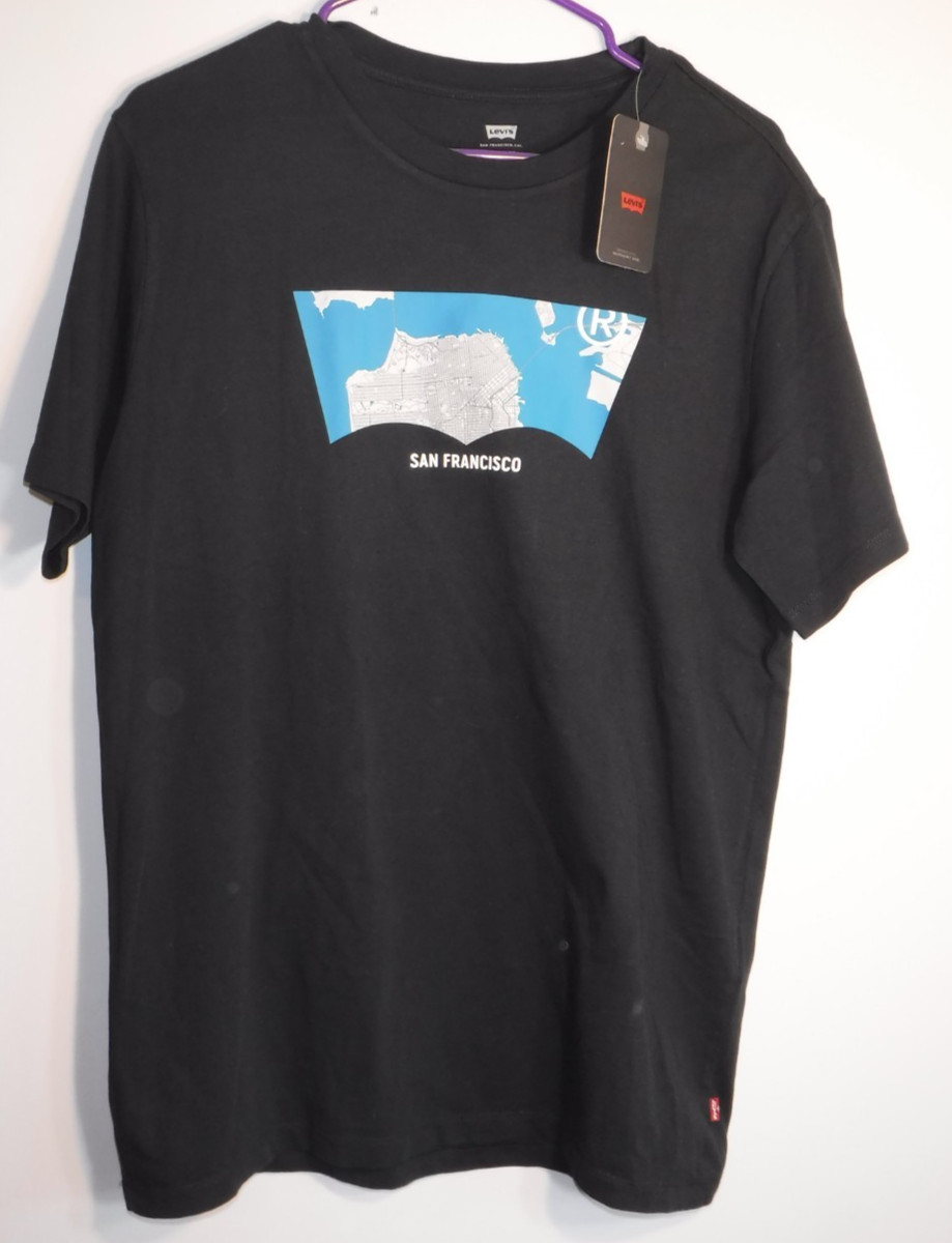 Levi’s Red Tag Black San Francisco Bay Graphic Short Sleeve Tee Mens M NWT