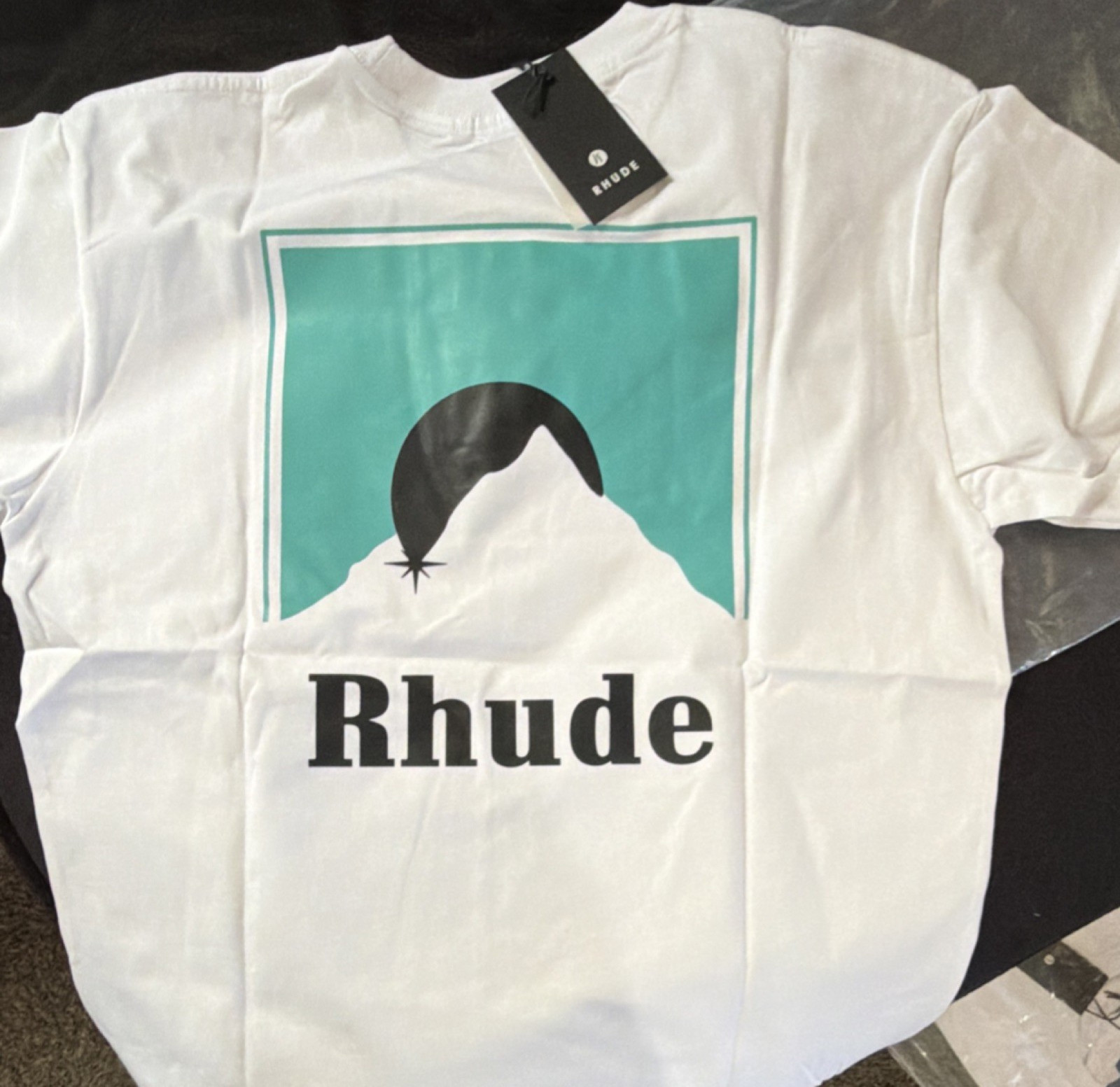 RHUDE Men's M White Graphic Logo T-Shirt Short Sleeve Crew Neck NWT gallery