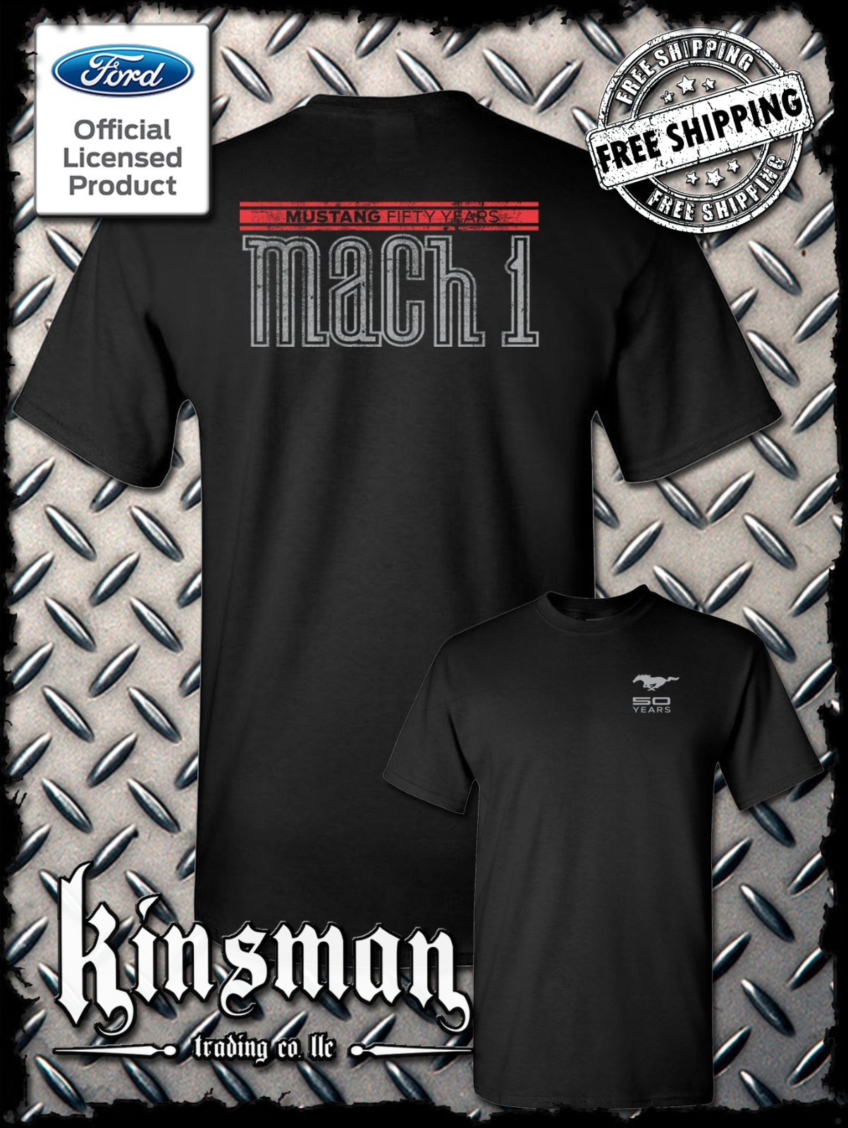 Ford Mustang 50 Years Mach 1 T-Shirt 2-Sided - Official Licensed Product gallery