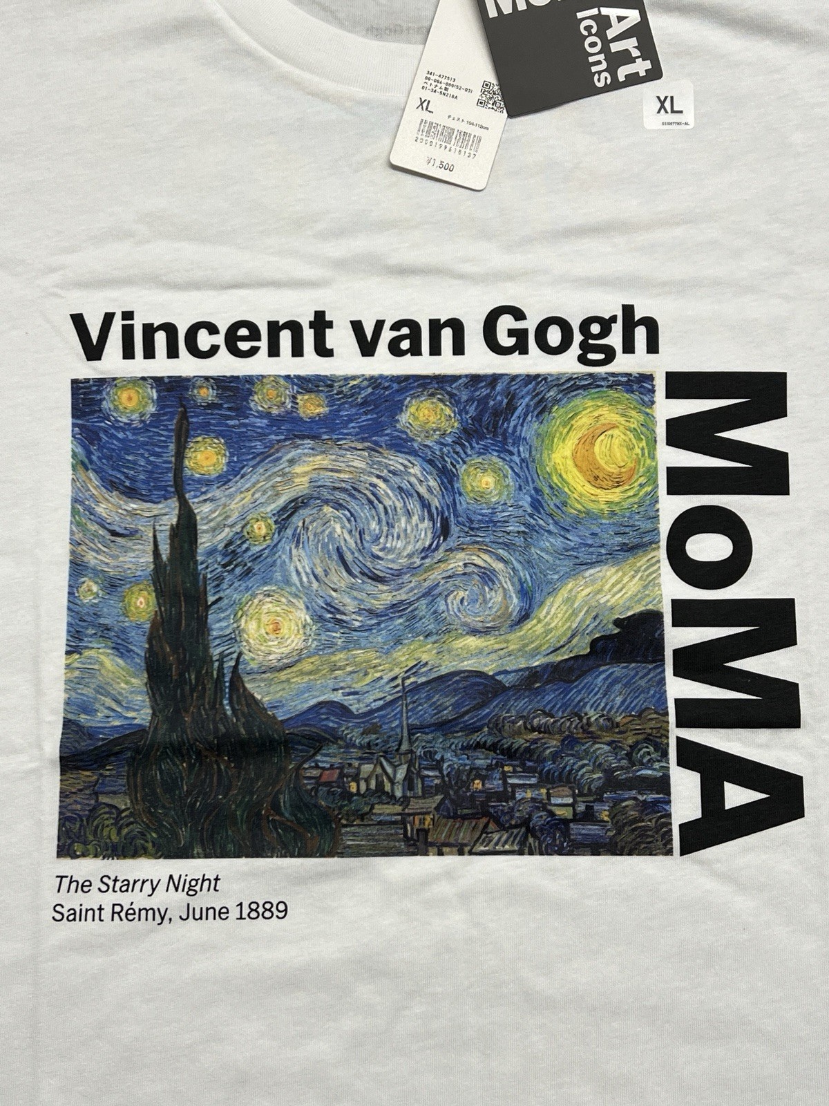 Uniqlo UT MoMA US Size Large Vincent Van Gogh Starry Night White Shirt Japan XL gallery