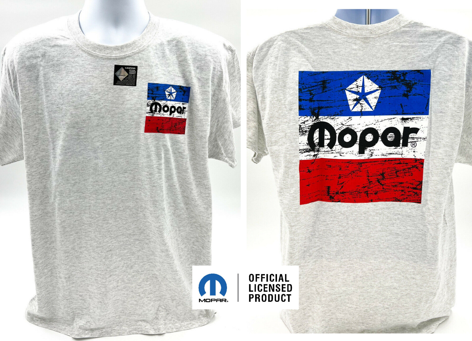 Ash T-Shirt w/ Large Red White & Blue 1972 Mopar Logo / Emblem (Licensed) gallery