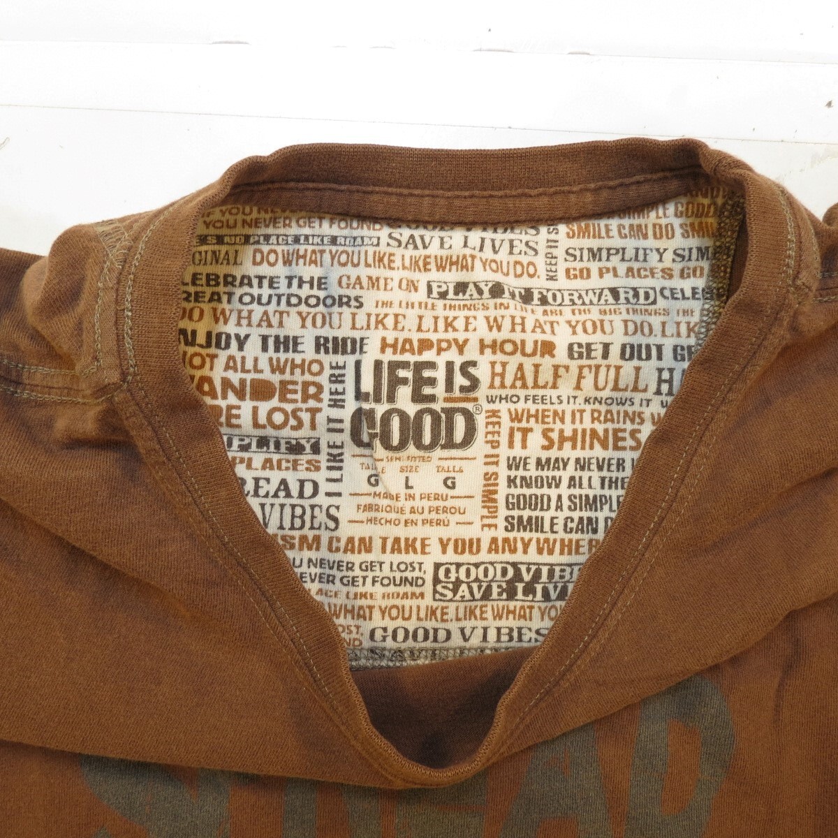 LIFE IS GOOD SEMI FITTED GOOD VIBES TEE T SHIRT Mens L Brown gallery