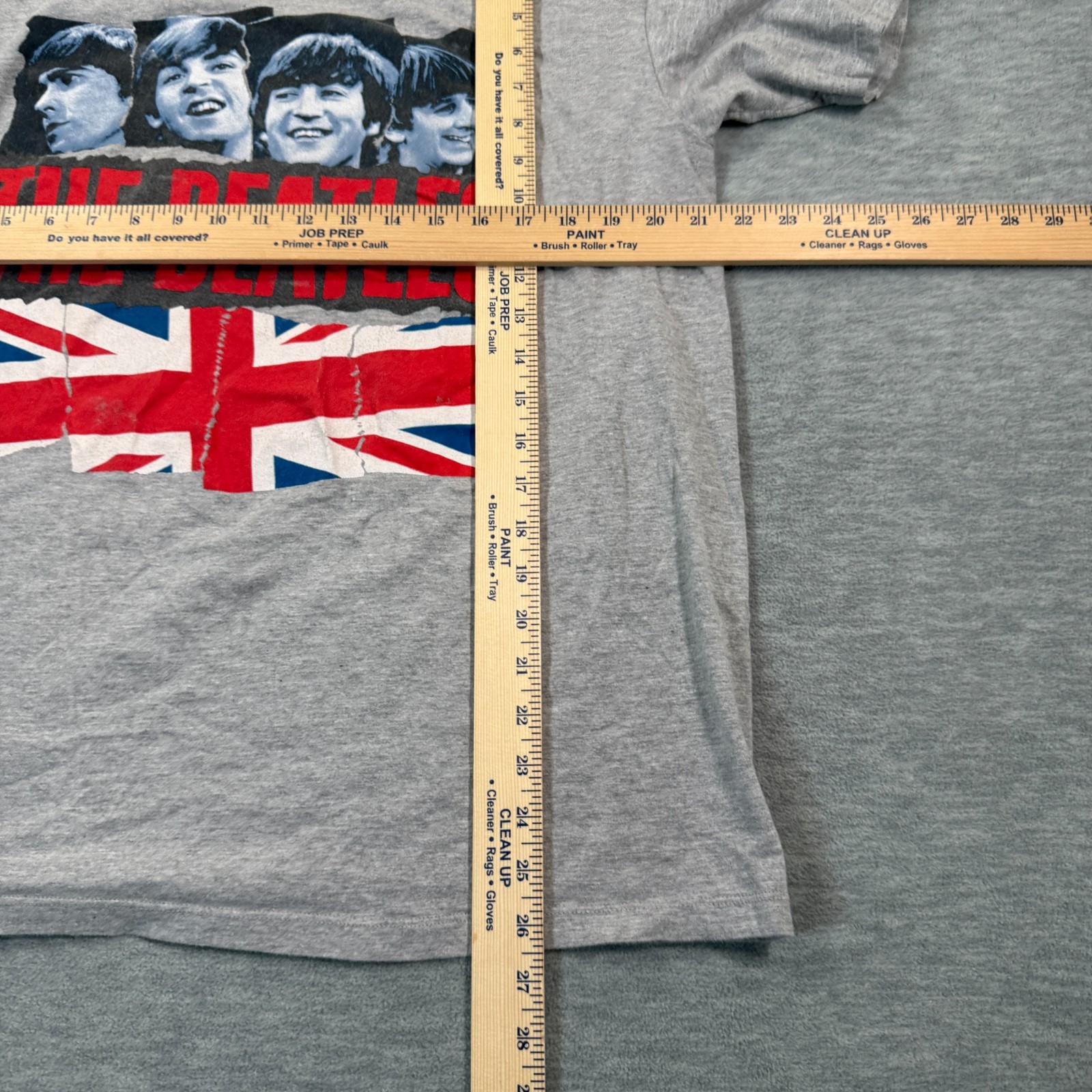 Beatles T-Shirt Men’s XL Gray Union Jack Band Graphic Tee Rock Music Vintage gallery