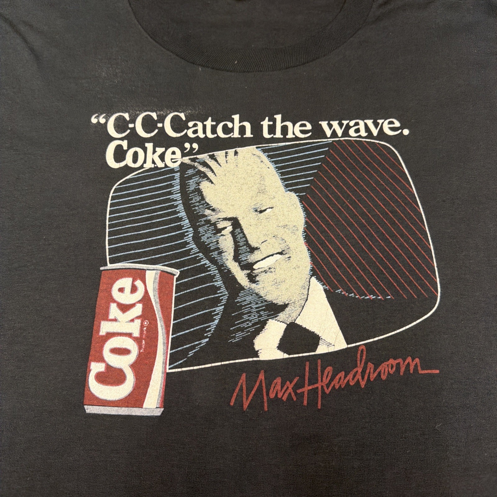 1987 Max Headroom Coca Cola Promo T Shirt Large Screen Stars USA Vintage Coke gallery