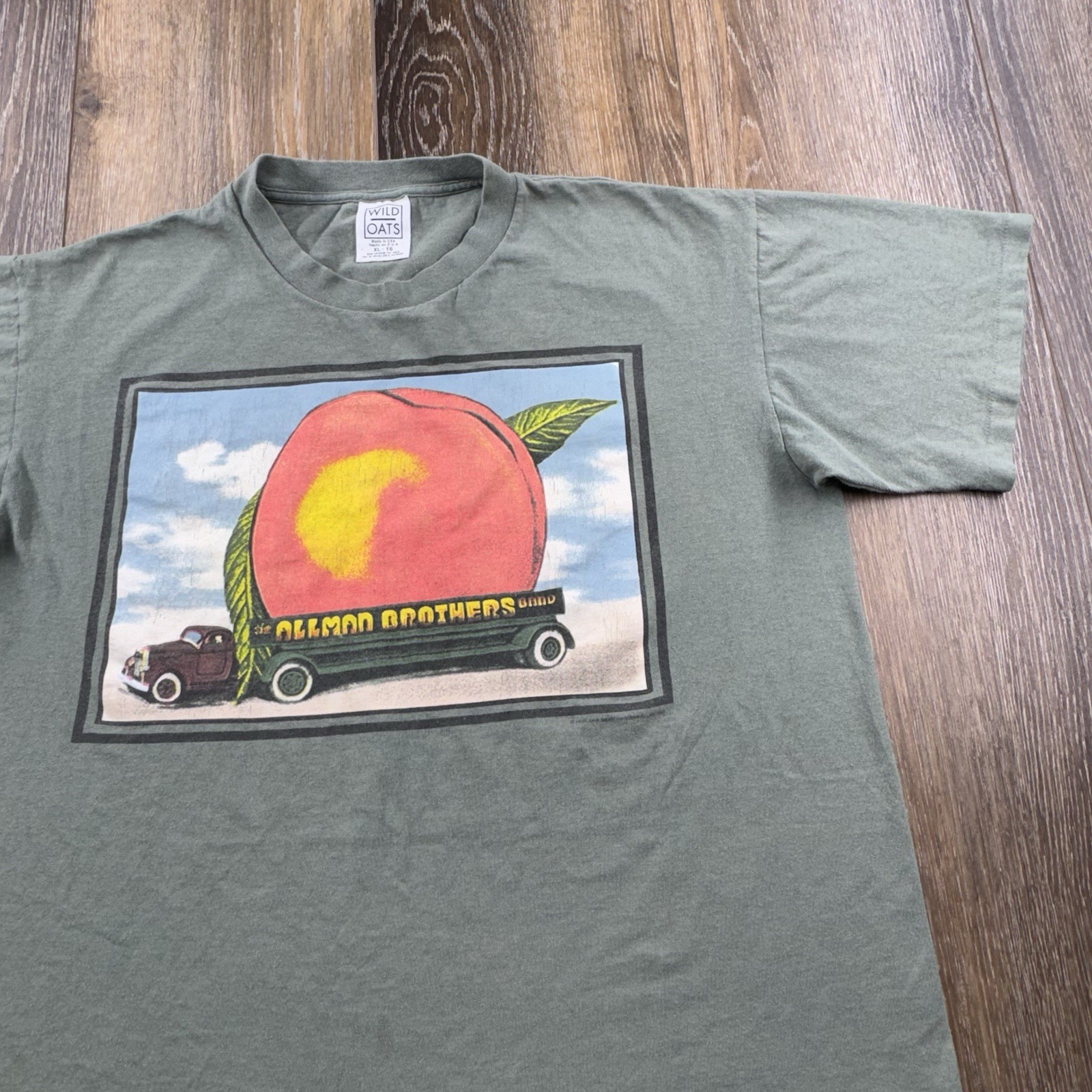Vintage Allman Brothers Shirt Mens XL Green 1995 Eat Peach Peace Tour Concert gallery