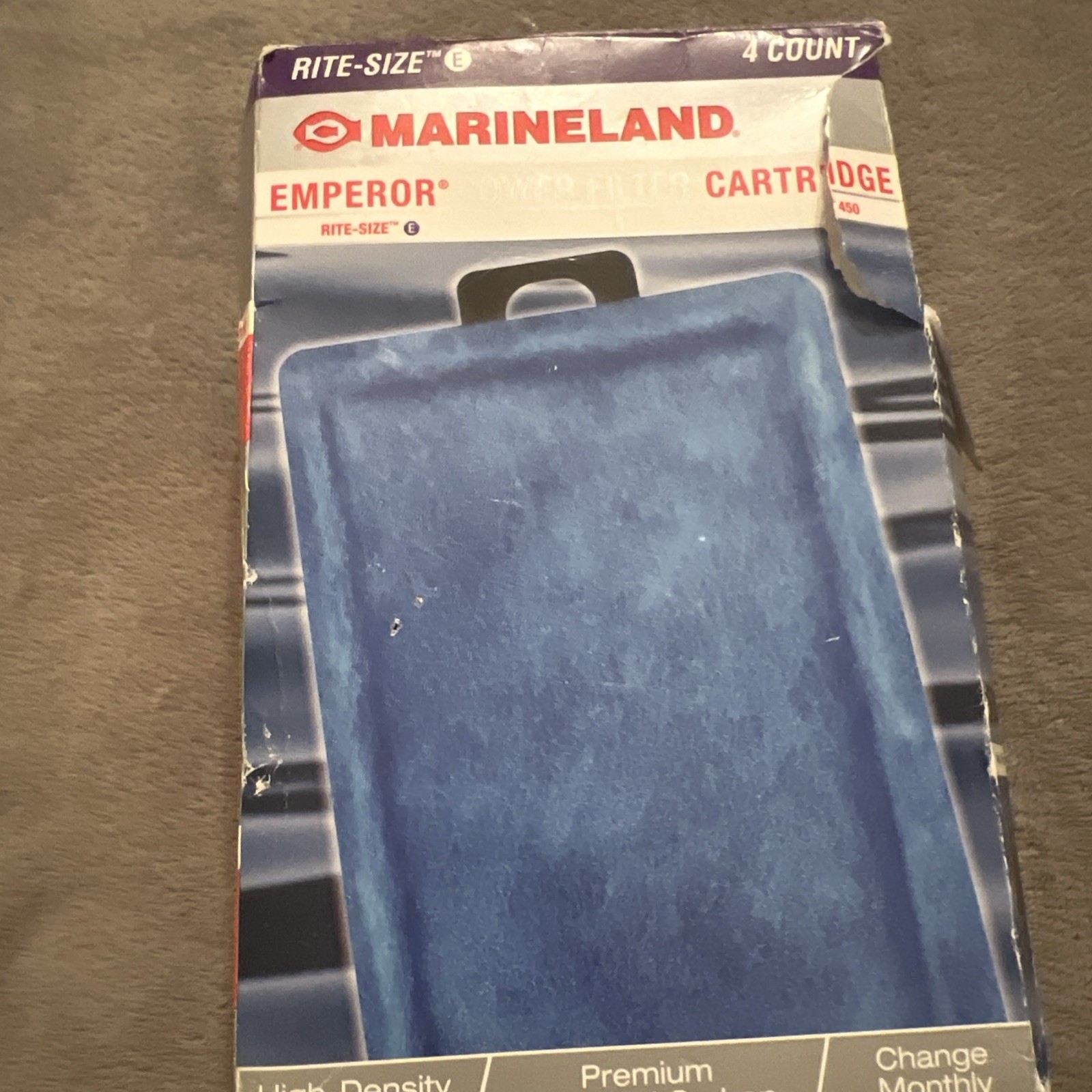 Marineland Emperor Power Filter Cartridge Rite-Size E, 4 Count, Open Box