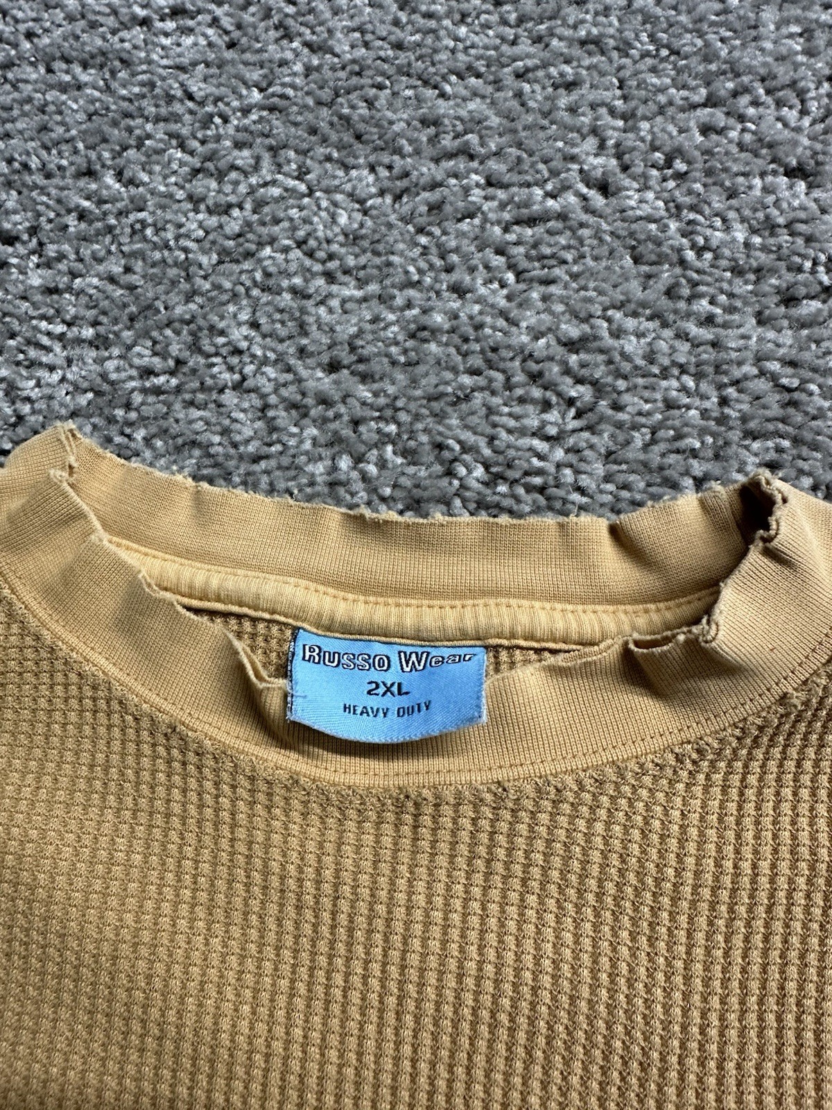 Y2K 2000s RussoWear Heavy Duty Crewneck Thermal Long Sleeve Orange/Brown XXL 2XL gallery