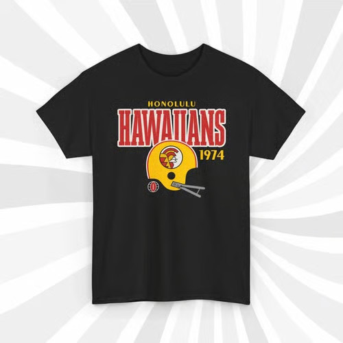 Honolulu Hawaiians 1974 WFL Vintage Football Helmet T-Shirt -Rainbow Warriors