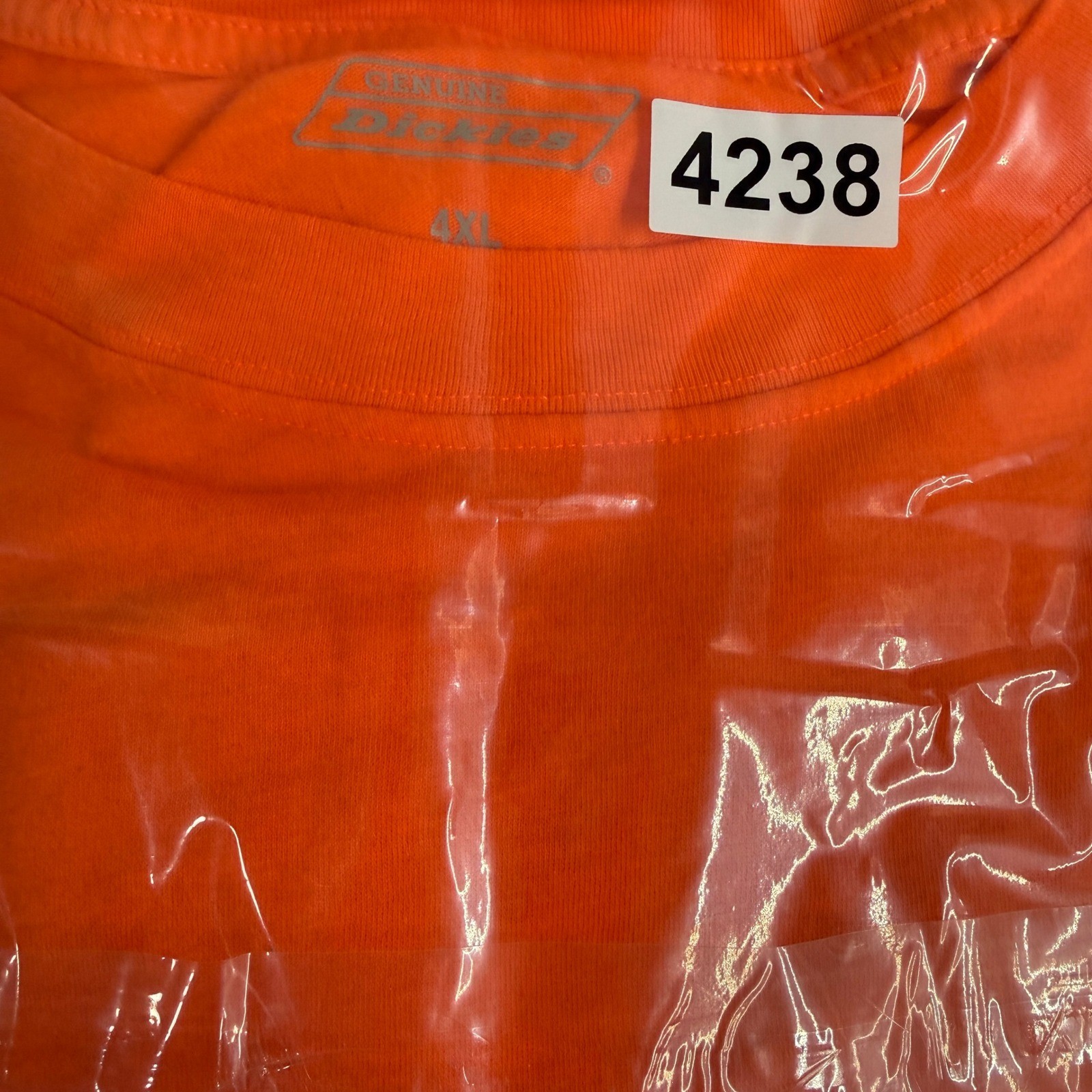 Genuine Dickies Mens 4XL Short Sleeve Pocket T-Shirt Safety Orange Workwear 4238 gallery