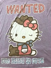 Purple SIZE 1/LARGE T-Shirt HELLO KITTY WANTED FOR BEING SO CUTE in Cowgirl Hat