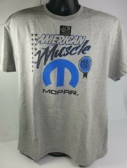 Gray T-Shirt – Mopar High Octane American Muscle w/ Blue M Logo / Emblem