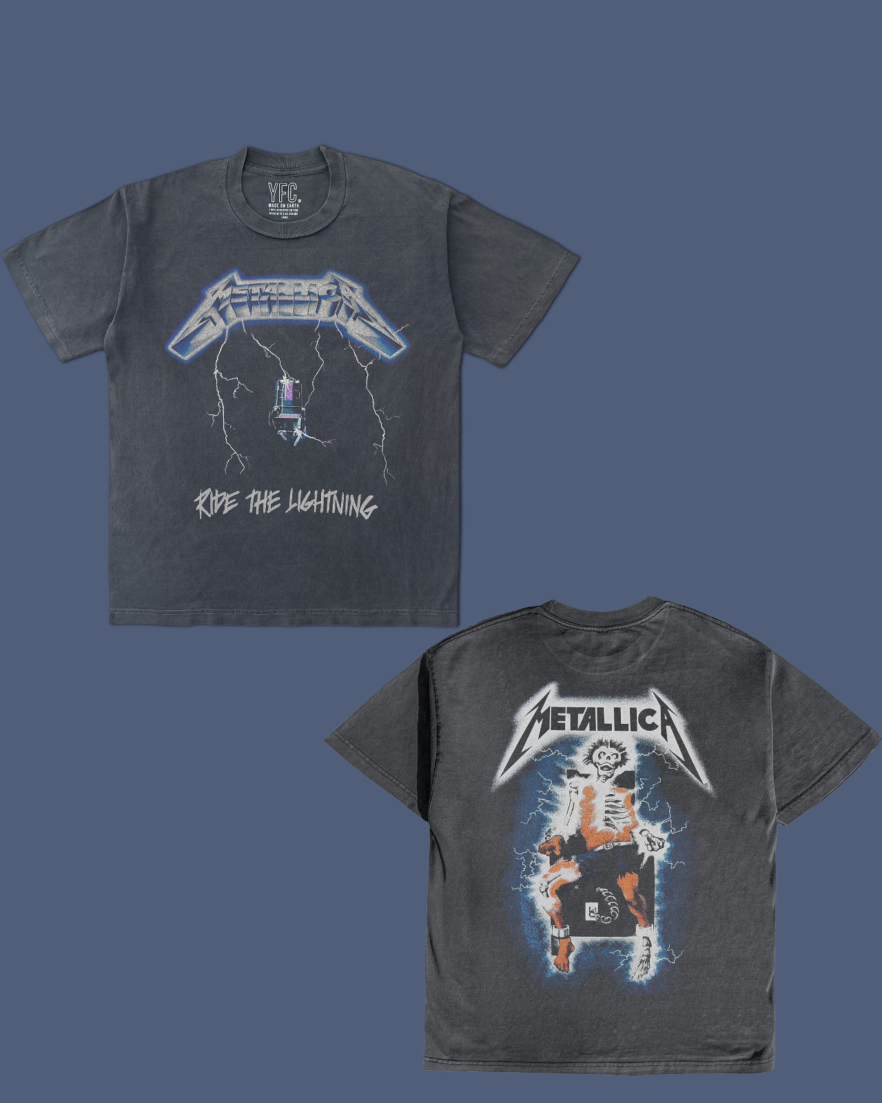 Metallica Riding The Lightning Front & Back Vintage Wash Tee- Shirt gallery