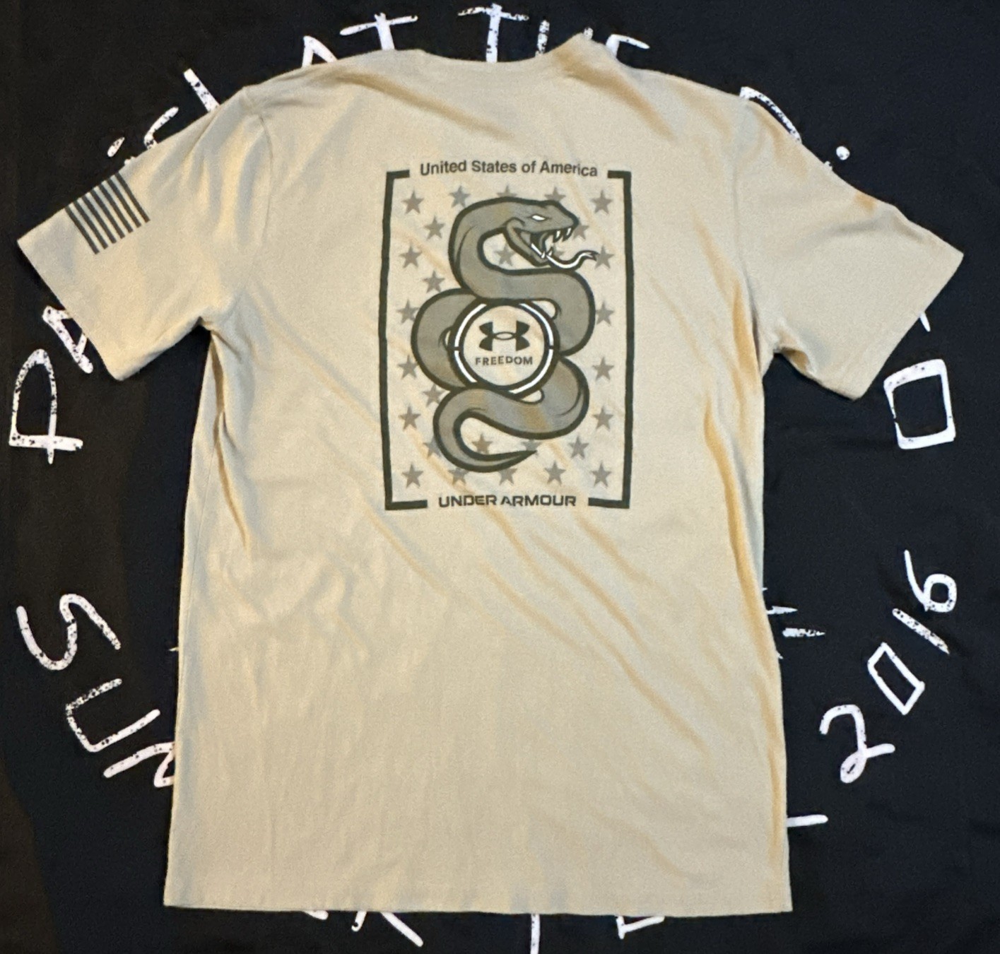 Under Armour Tactical Mission Made Mens M T-Shirt Snake & Stars Logo Desert Sand gallery