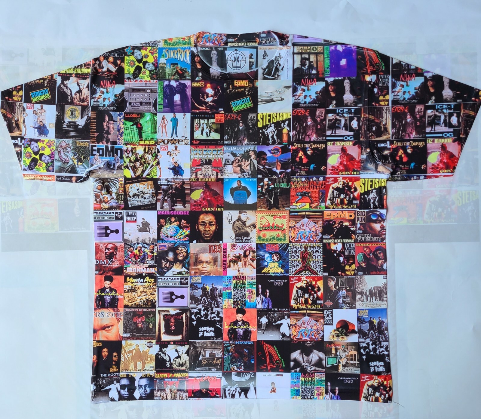 80s / 90s Hip Hop CD collage sublimated Tshirt rap music gallery