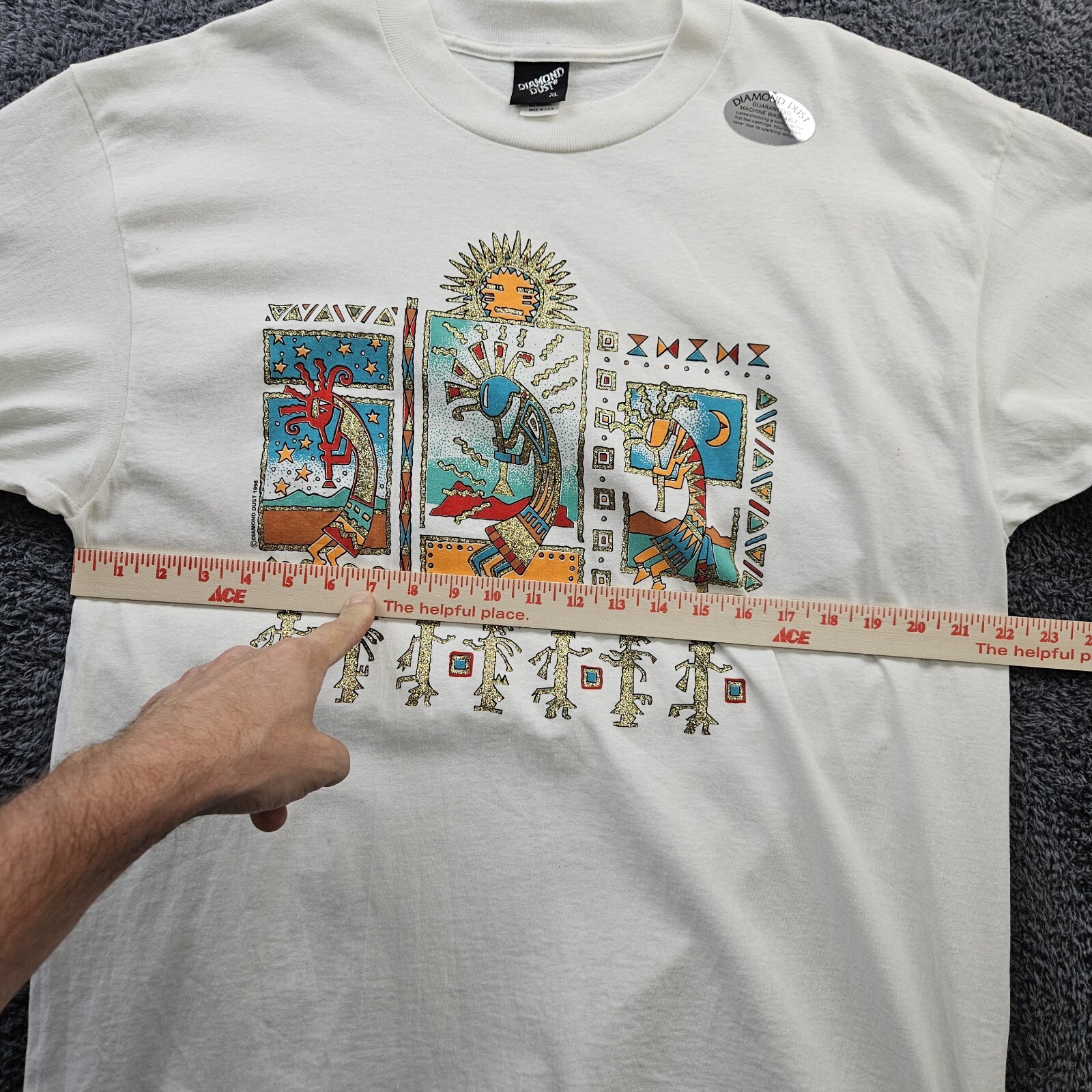 Diamond Dust T Shirt Vintage 1996 Kokopelli Southwestern Glitter Bling Men XL gallery
