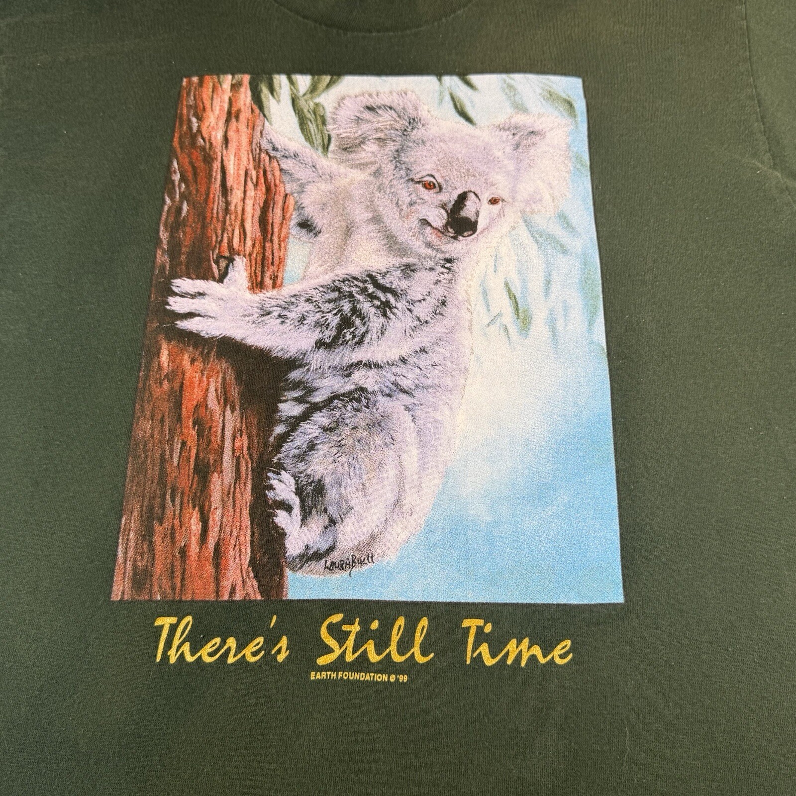 Vintage Koala Bear Shirt Adult Large Green Faded Single Stitch Forest Nature Men gallery
