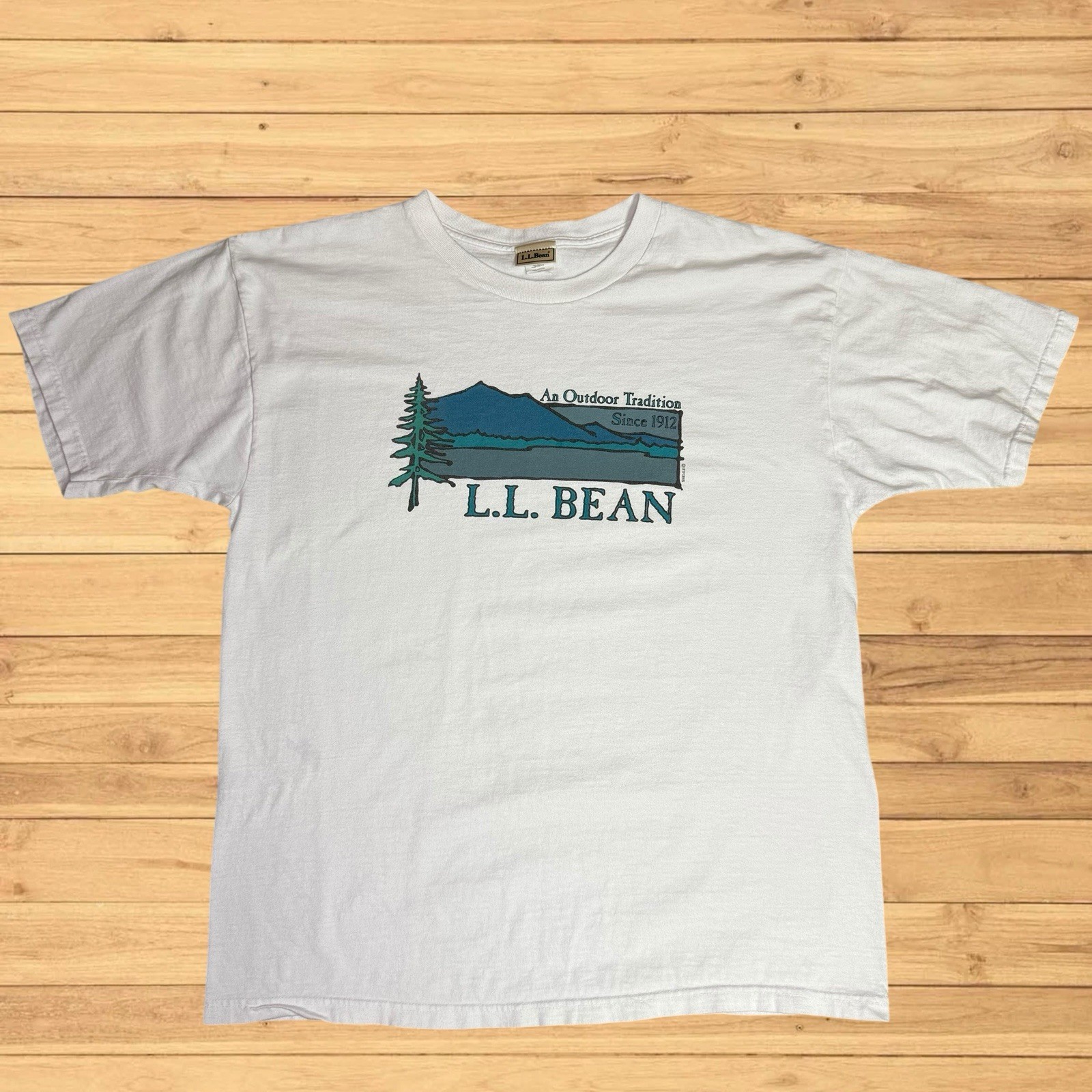 vintage ll bean t shirt box logo nature