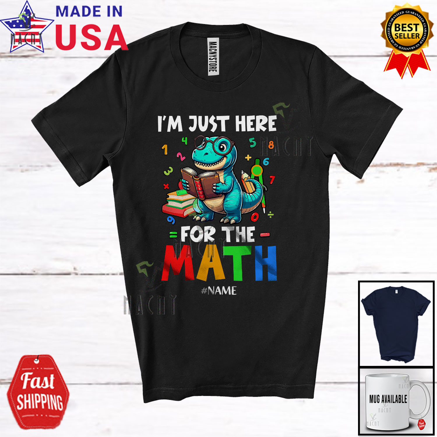 Here For The Math; Adorable Rex Counting Number; Custom Name Students Shirt