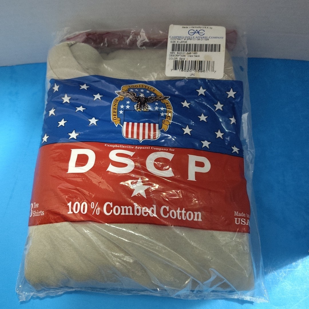 DSCP Crew Neck T-shirt Size XL Sand Color 3 Pack 100% Combed Cotton NIP gallery