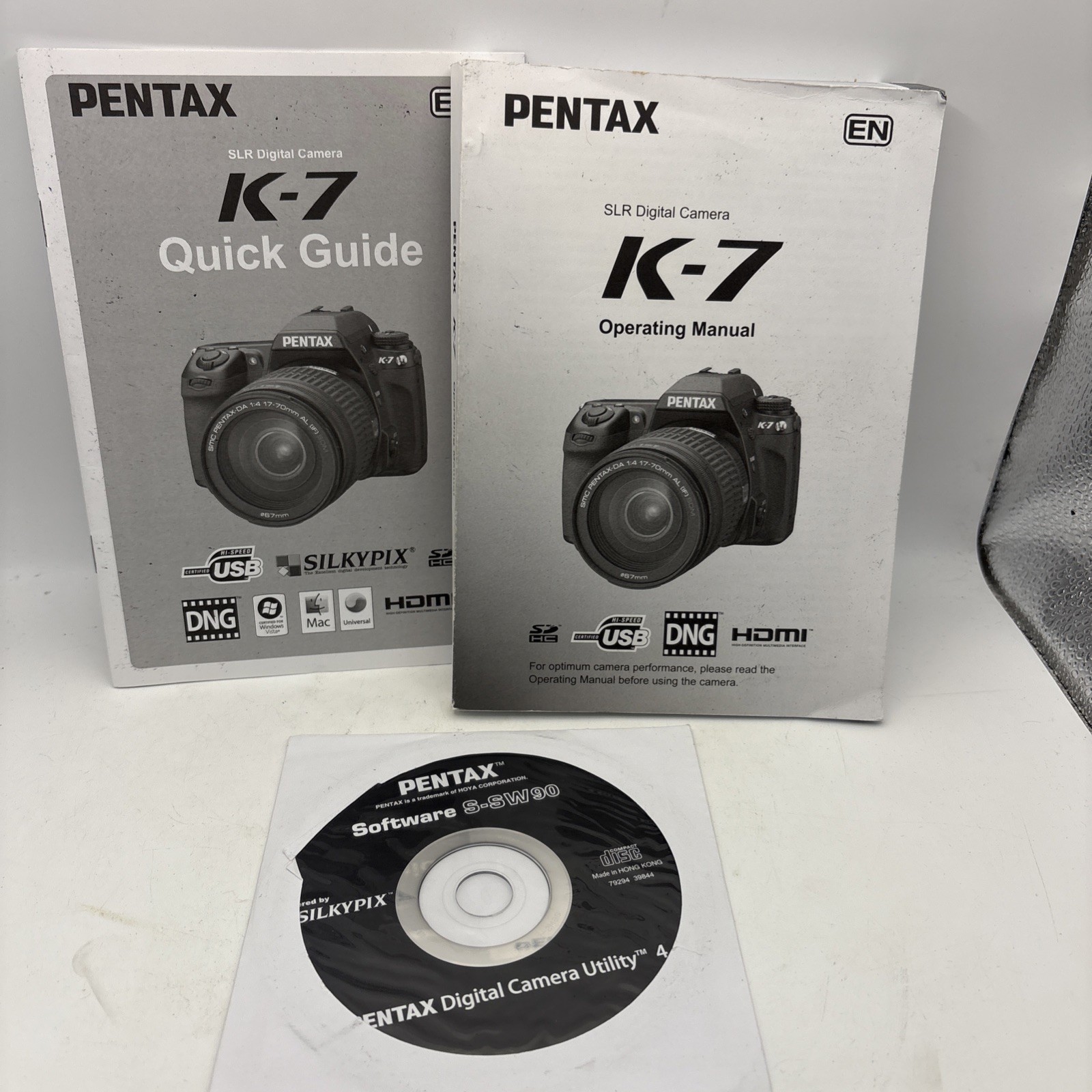 Pentax K-7 DSLR Operating Manual & Quick Guide with Software S-SW90 CD Set