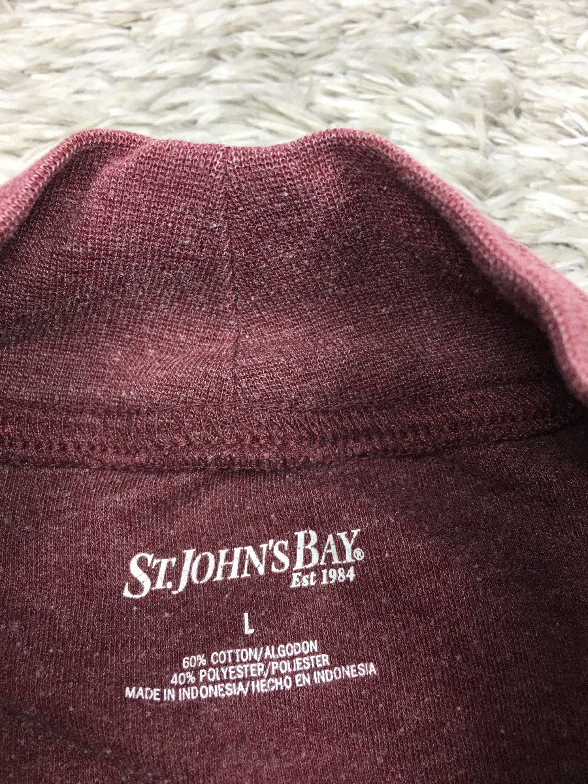 St Johns Bay Mock Neck Shirt Mens Size Large Red Cotton Blend gallery