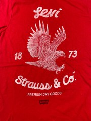 Levi’s T Shirt Levis Strauss Levi Eagle Premium Dry Foods Red 100% Cotton